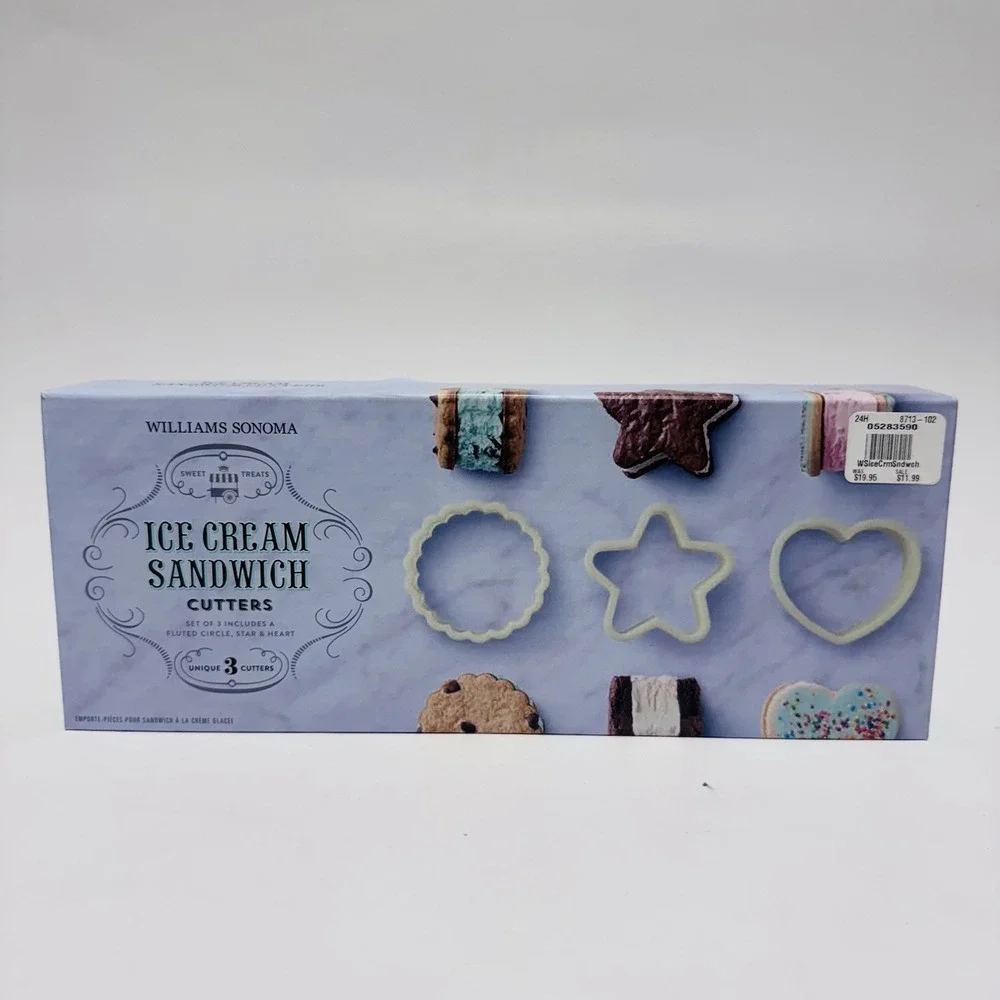 Williams Sonoma Ice Cream Sandwich Cutters 3 Piece Set Circle‎ Heart Star Shapes